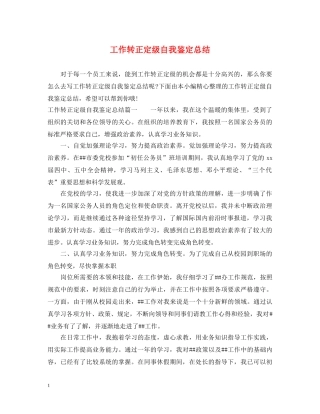 工作转正定级自我鉴定总结 