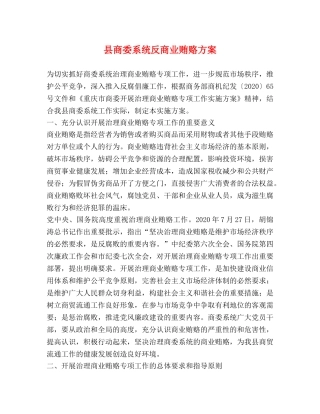 县商委系统反商业贿赂方案 