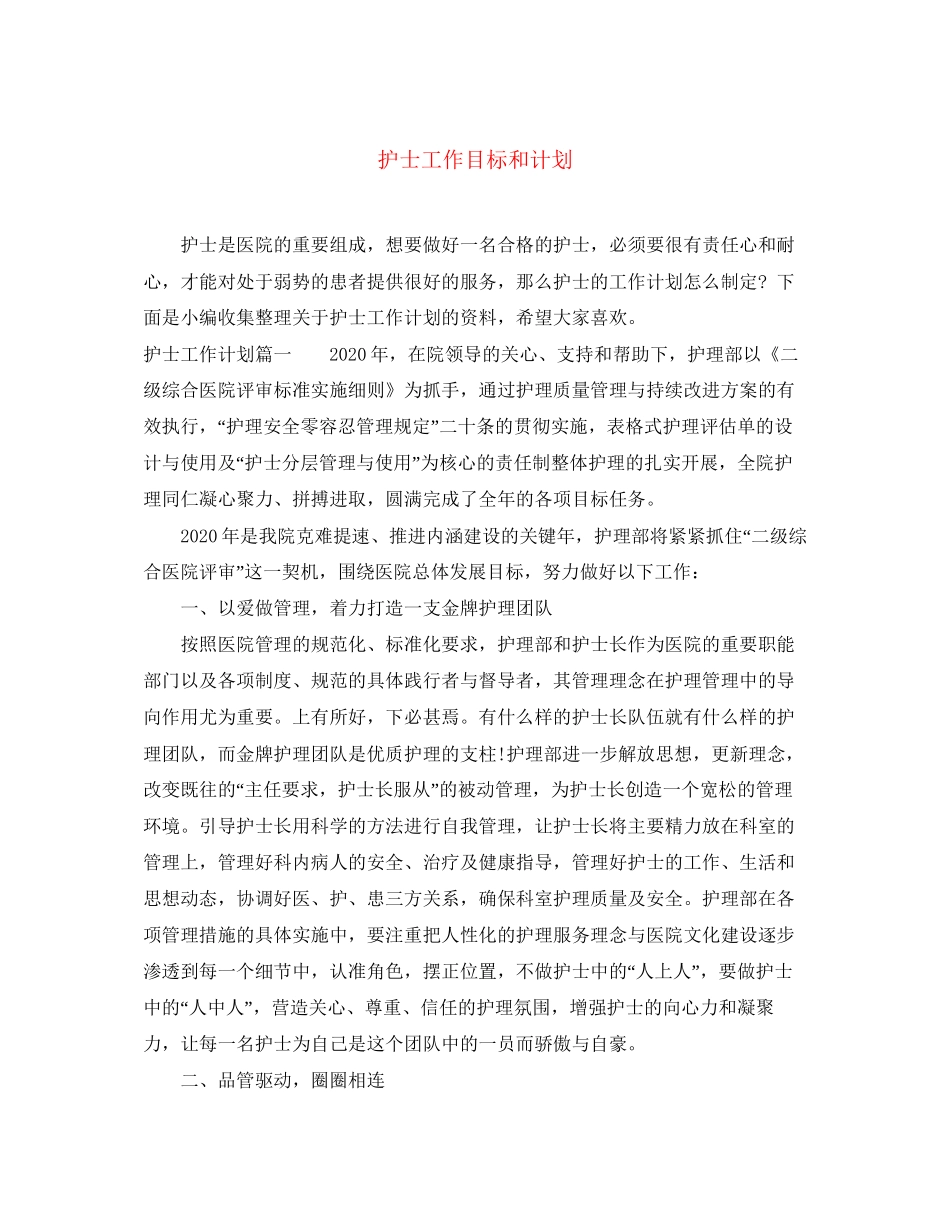 护士工作目标和计划_第1页