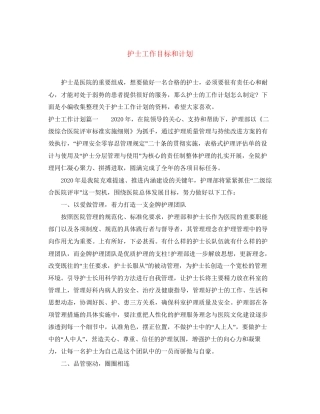 护士工作目标和计划