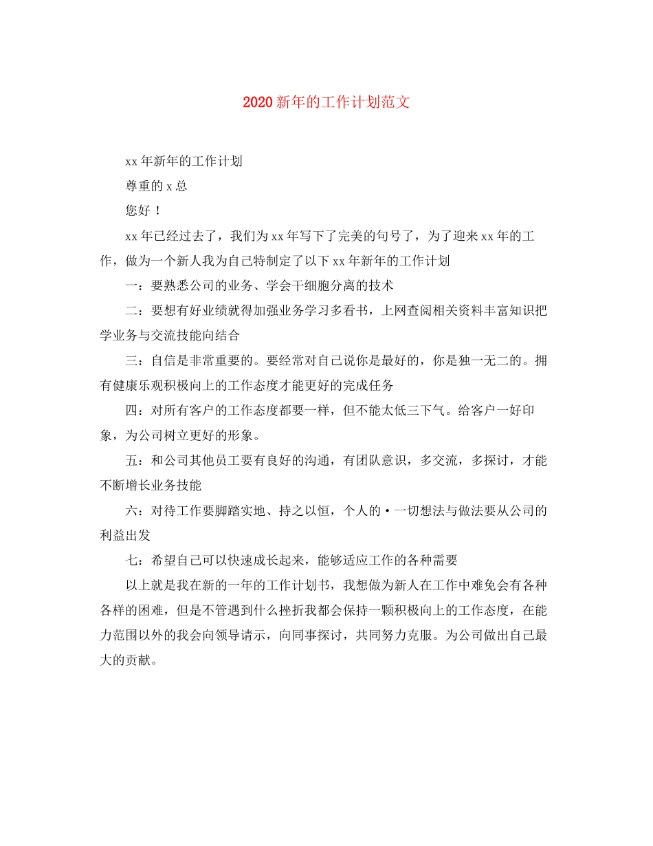 新年的工作计划范文_第1页