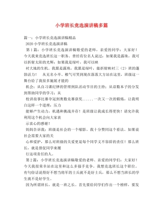 小学班长竞选演讲稿多篇2 