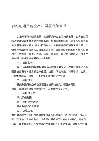 通用航空产业园项目策划书