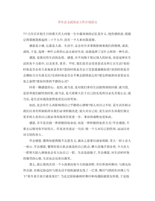 学生会文武协会工作计划范文
