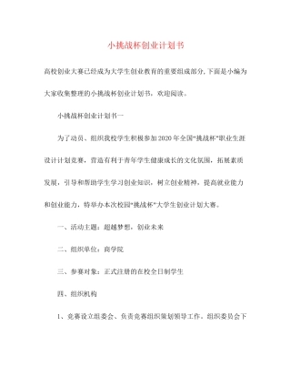 小挑战杯创业计划书2)