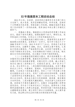 XX年强基固本工程活动总结