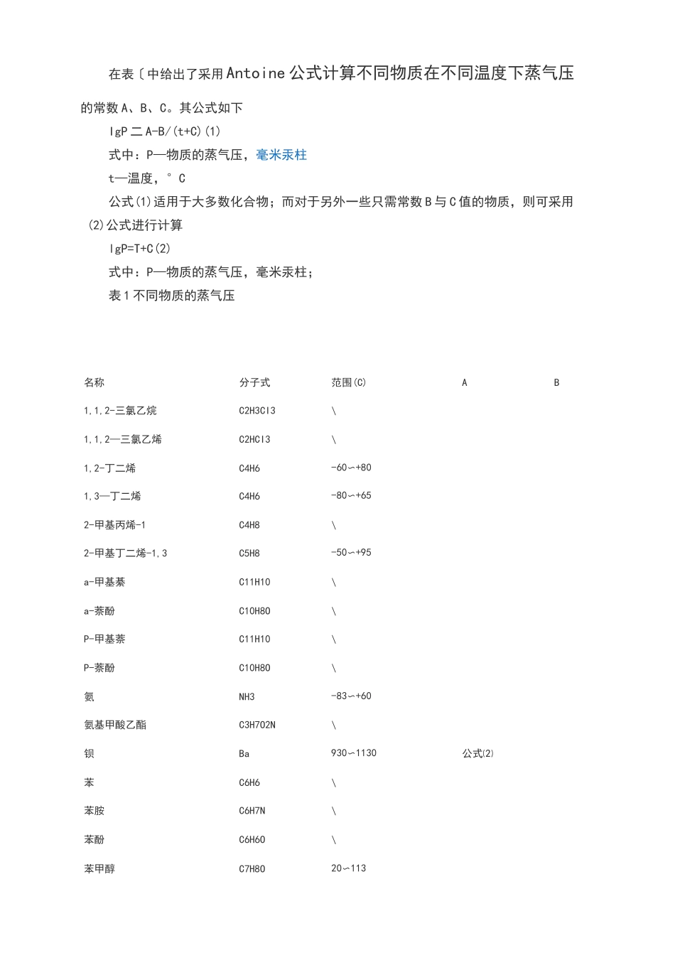 各种物质饱和蒸汽压的算法_第1页