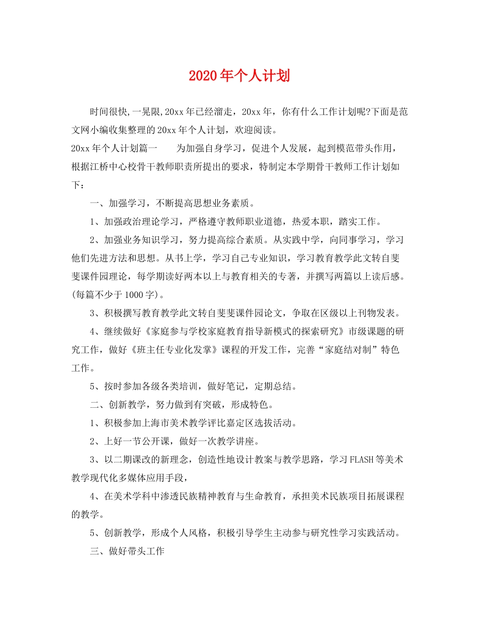 2020年个人计划_第1页
