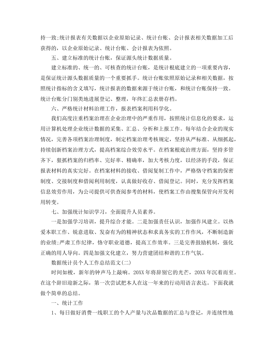 数据统计员个人工作参考总结范文（通用） _第2页