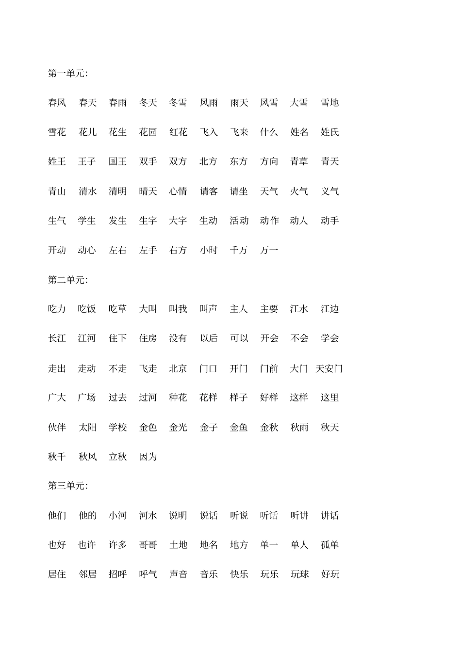 一年级下册语文复习汇集_第1页