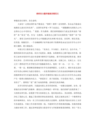 榜样的力量师德演讲稿范文 