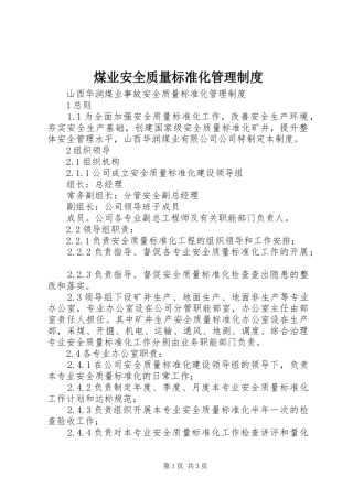 煤业安全质量标准化管理制度