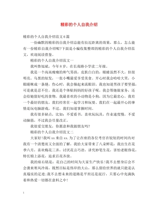 精彩的个人自我介绍2 