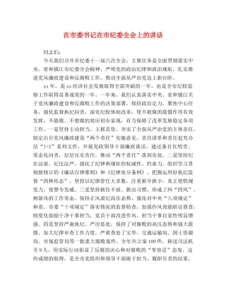 在市委书记在市纪委全会上的讲话 