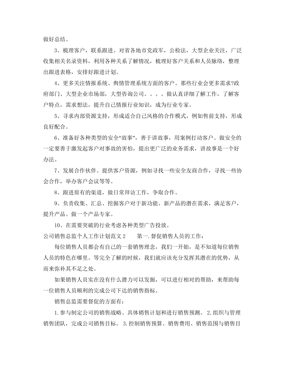 公司销售总监个人工作计划_第2页