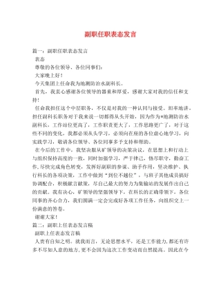 副职任职表态发言 