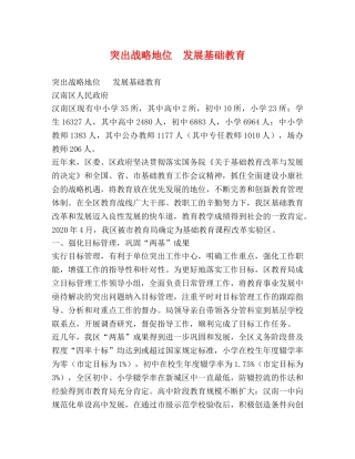 突出战略地位  发展基础教育 