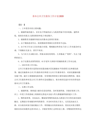 基本公共卫生服务工作计划