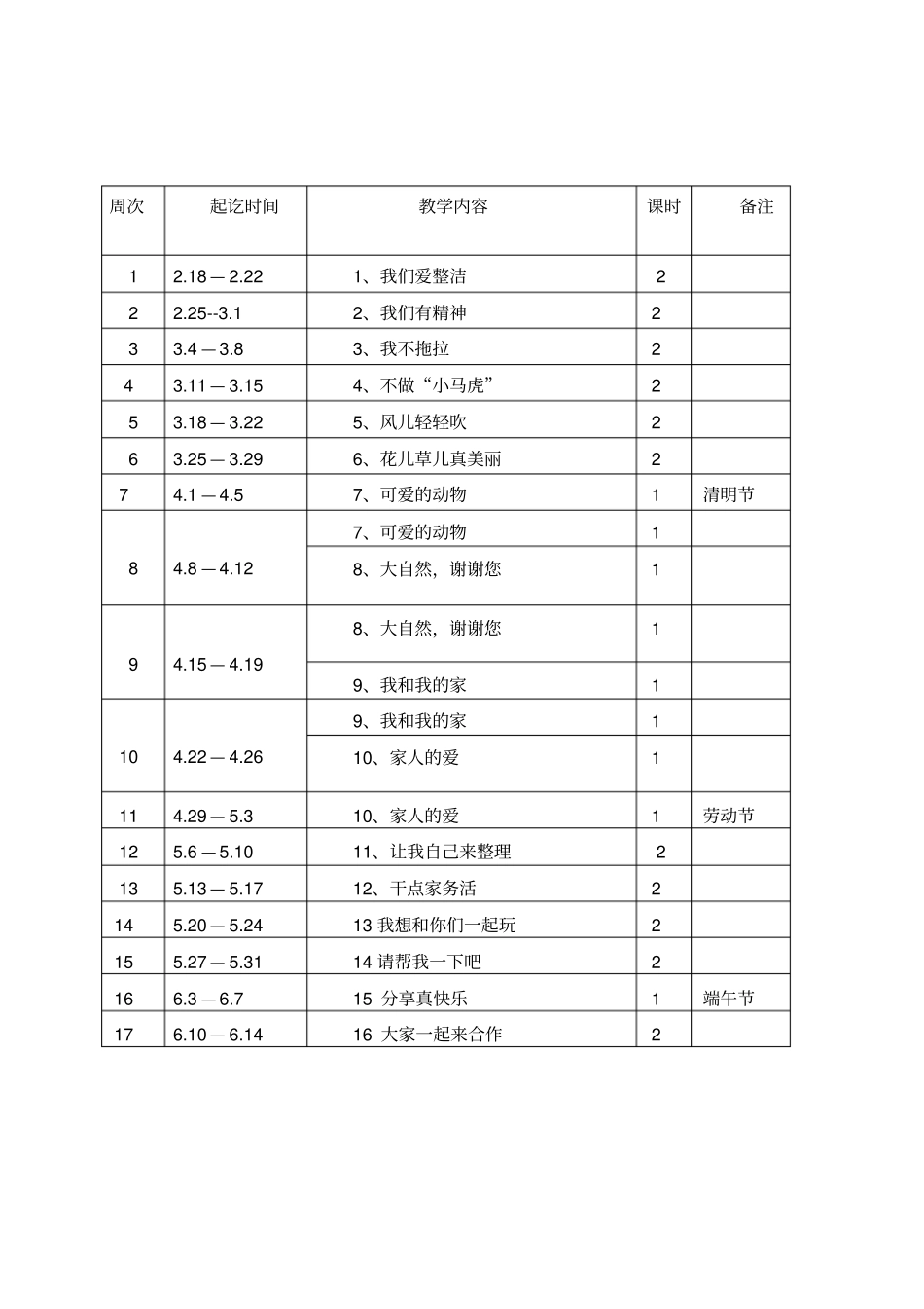一年级下册道德与法治教学计划_第3页