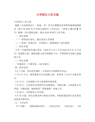 小学招生工作方案 
