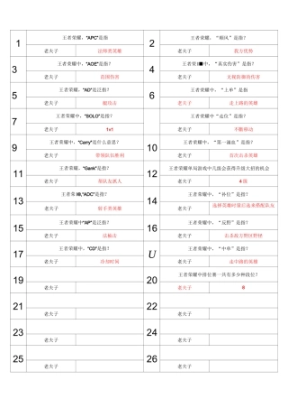 王者荣耀试题(老夫子)