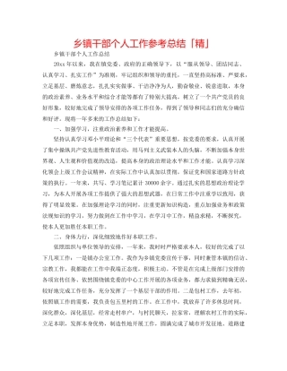 乡镇干部个人工作参考总结「精」 