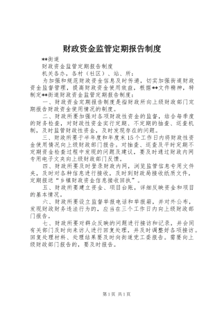 财政资金监管定期报告制度