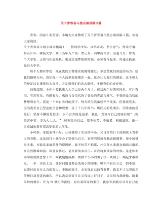 关于青春奋斗励志演讲稿3篇 