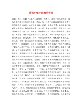 我说乡镇干部的荣辱观 
