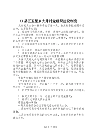 XX县区五星乡大井村党组织建设制度
