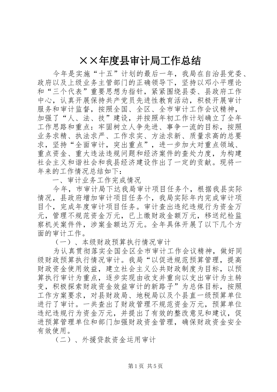 ××年度县审计局工作总结_第1页
