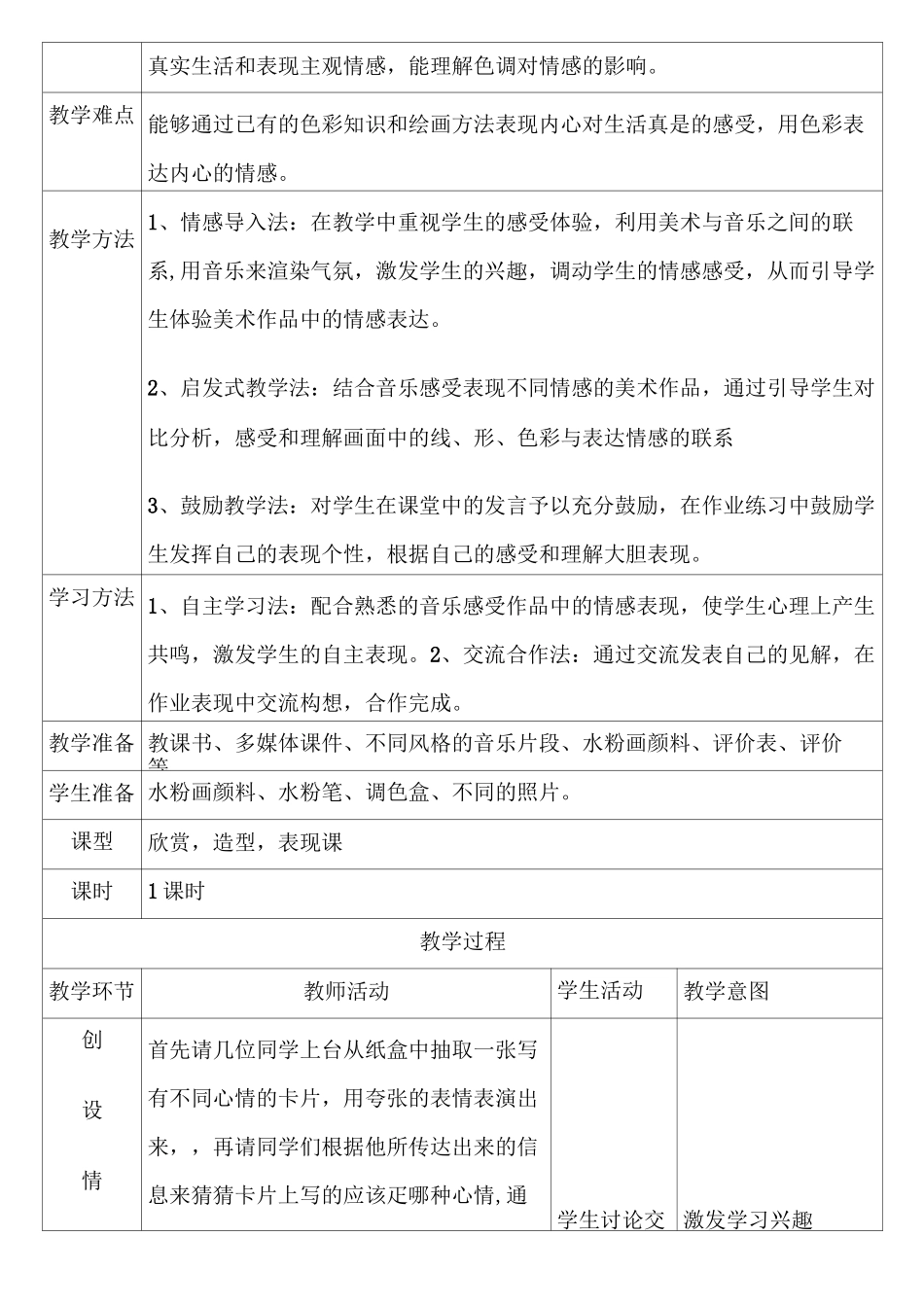 《 用色彩表达情感 》教学设计_第2页