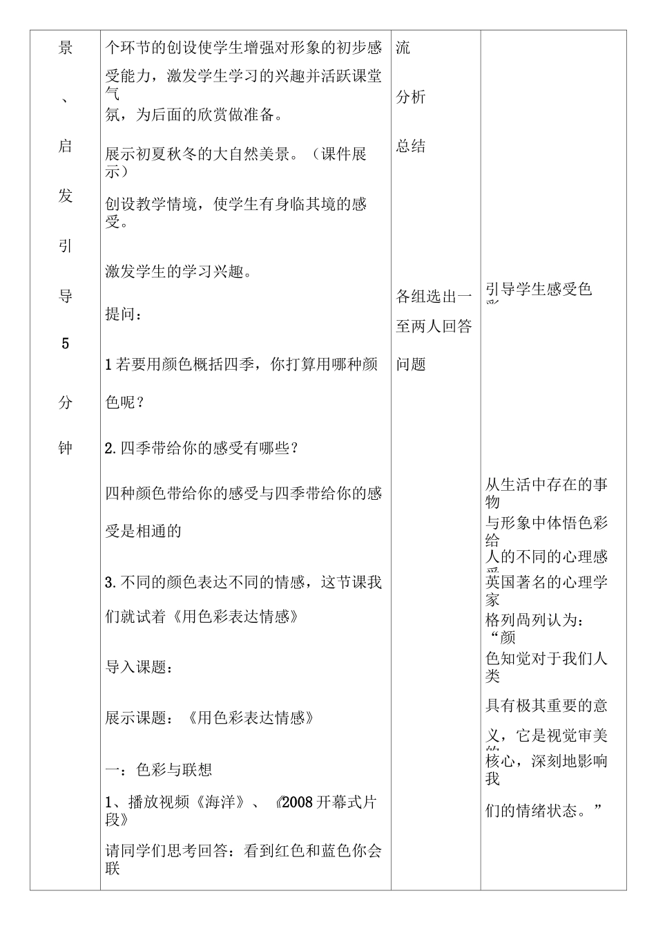 《 用色彩表达情感 》教学设计_第3页