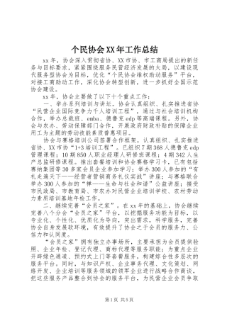 个民协会XX年工作总结