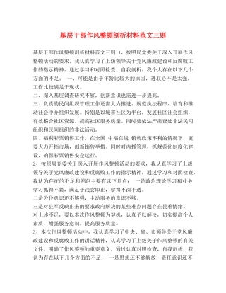 基层干部作风整顿剖析材料范文三则 