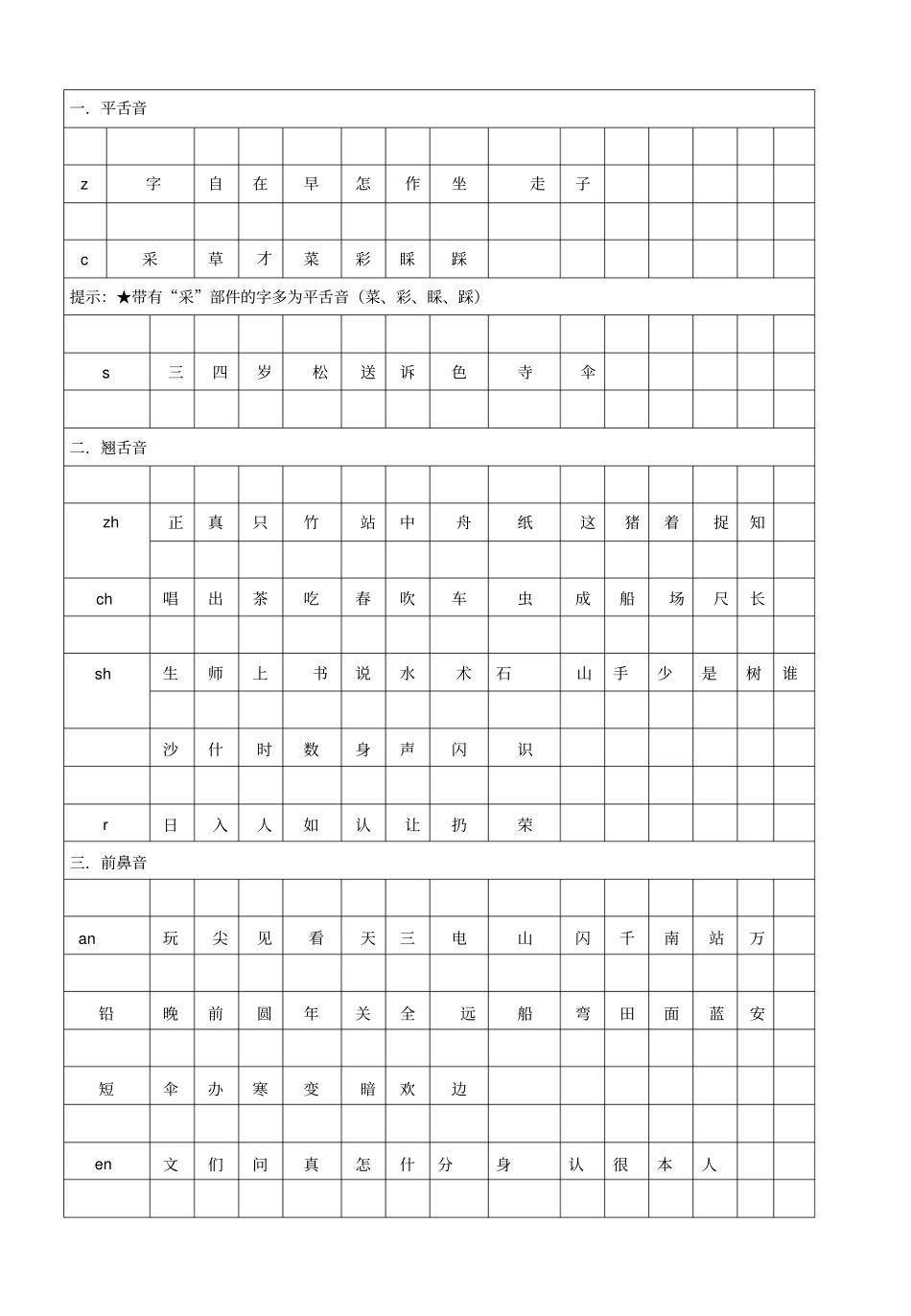 一年级前后鼻音练习题_第1页