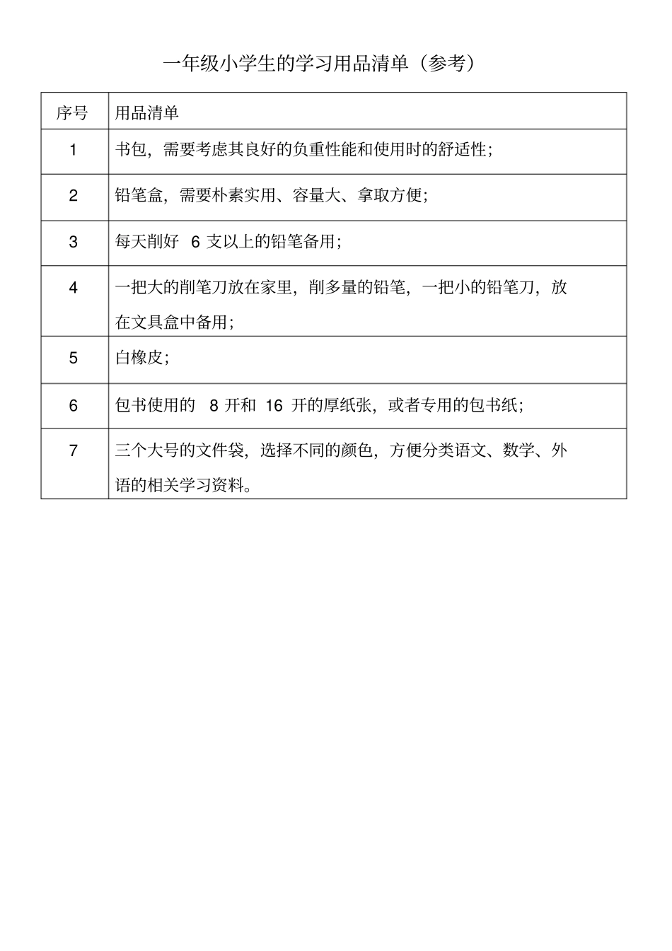 一年级小学生的生活适应能力参照表_第2页