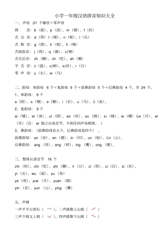 一年级拼音知识大全及每日拼读练习,推荐文档