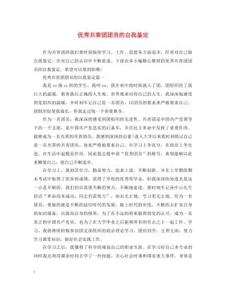 优秀共青团团员的自我鉴定 