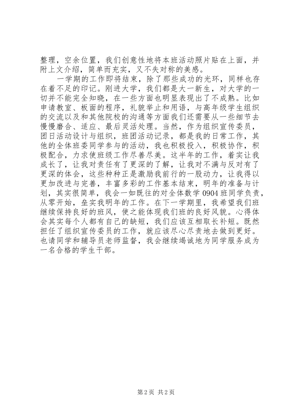 XX年宣传委员工作总结范文_第2页