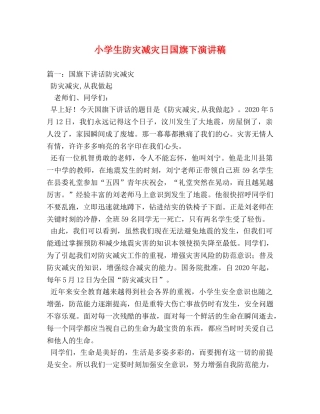 小学生防灾减灾日国旗下演讲稿 