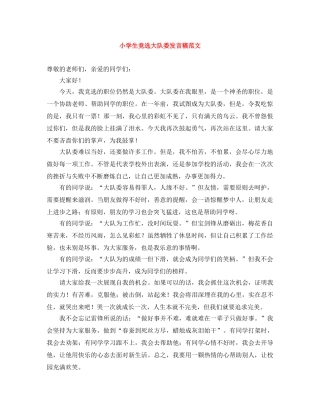 小学生竞选大队委发言稿范文 