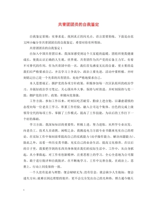 共青团团员的自我鉴定 