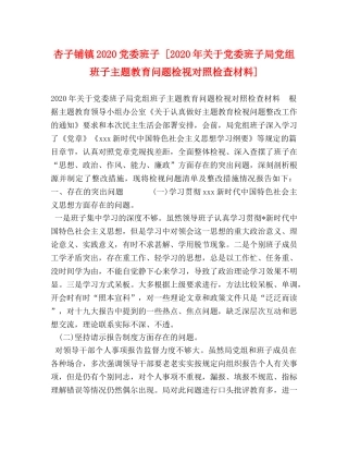 杏子铺镇2024党委班子 [2024年关于党委班子局党组班子主题教育问题检视对照检查材料] 