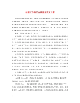 桩基工作转正自我鉴定范文3篇 