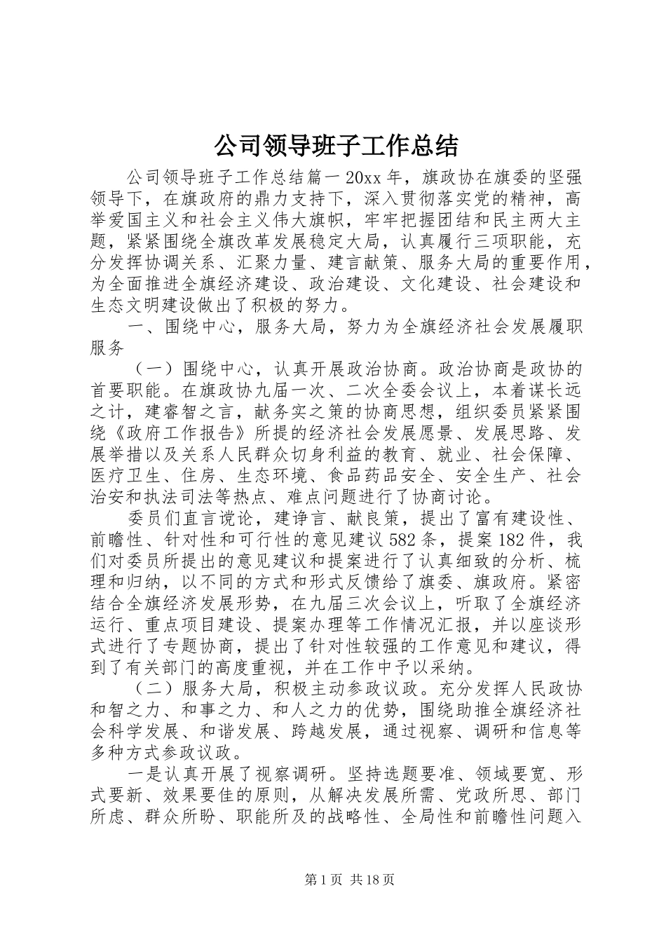 公司领导班子工作总结_第1页