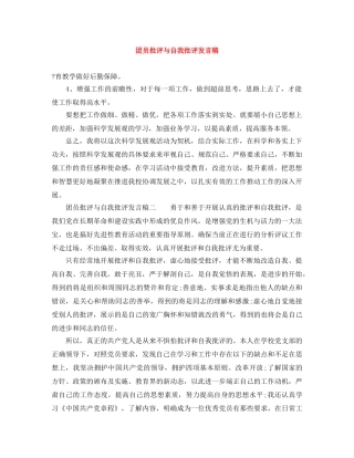 团员批评与自我批评发言稿 