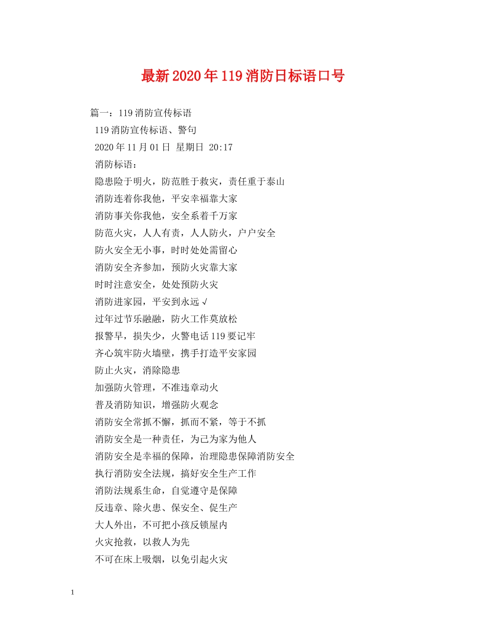 最新2024年119消防日标语口号 _第1页