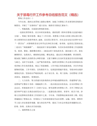 关于禁毒行动工作参考总结报告范文（精选） 