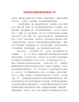 县委切实加强村级组织建设工作 